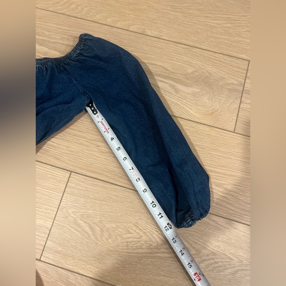 American eagle cropped smocked denim top size xs - Picture 10 of 11